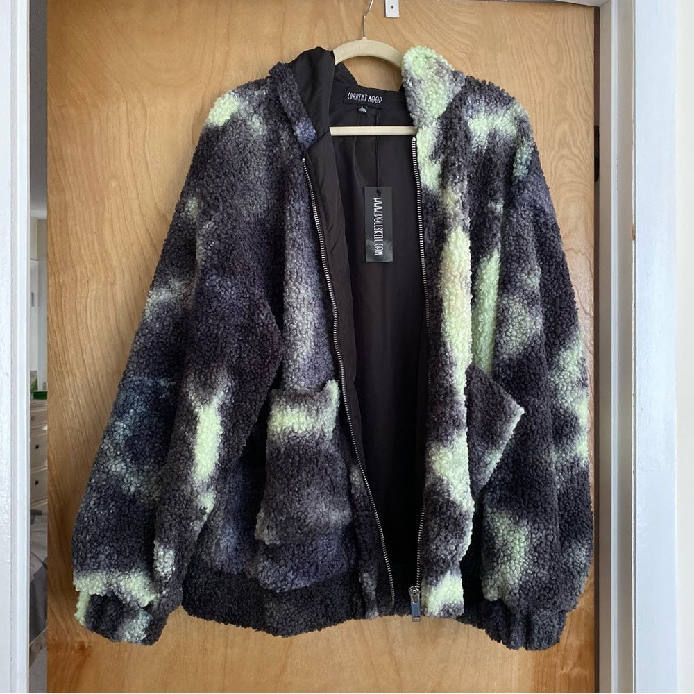 Dolls Kill Current Mood Teddy Space Dyed Oversized Jacket - L